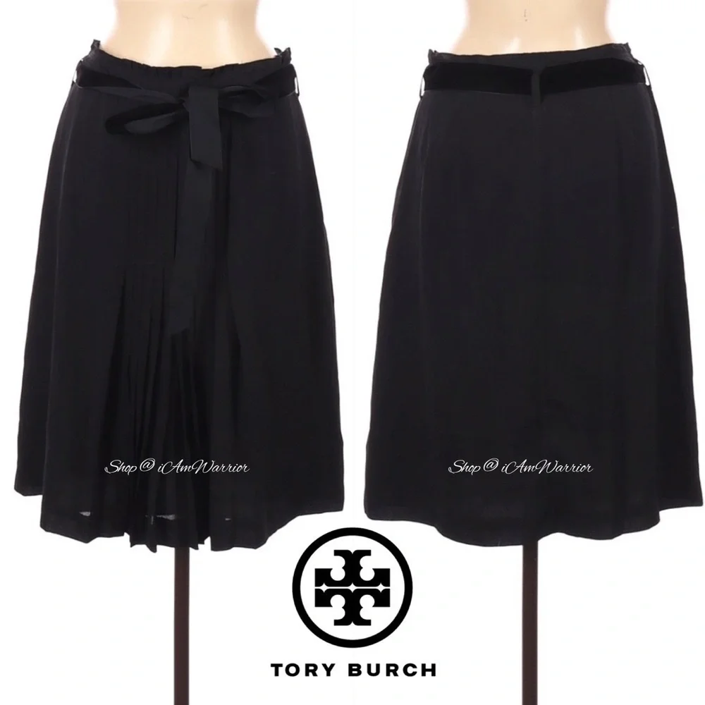 Tory Burch silk pleated skirt with velvet tie belt *shop@iamwarrior